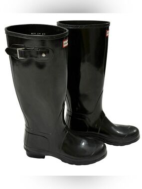 Hunter Original Tall Gloss Black Rain Boots Womens US 7/UK5